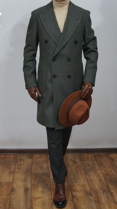 Płaszcz Nowy Dwurzędowy Suitsupply Wełna Roz. 48 175/96 Zielony Khaki