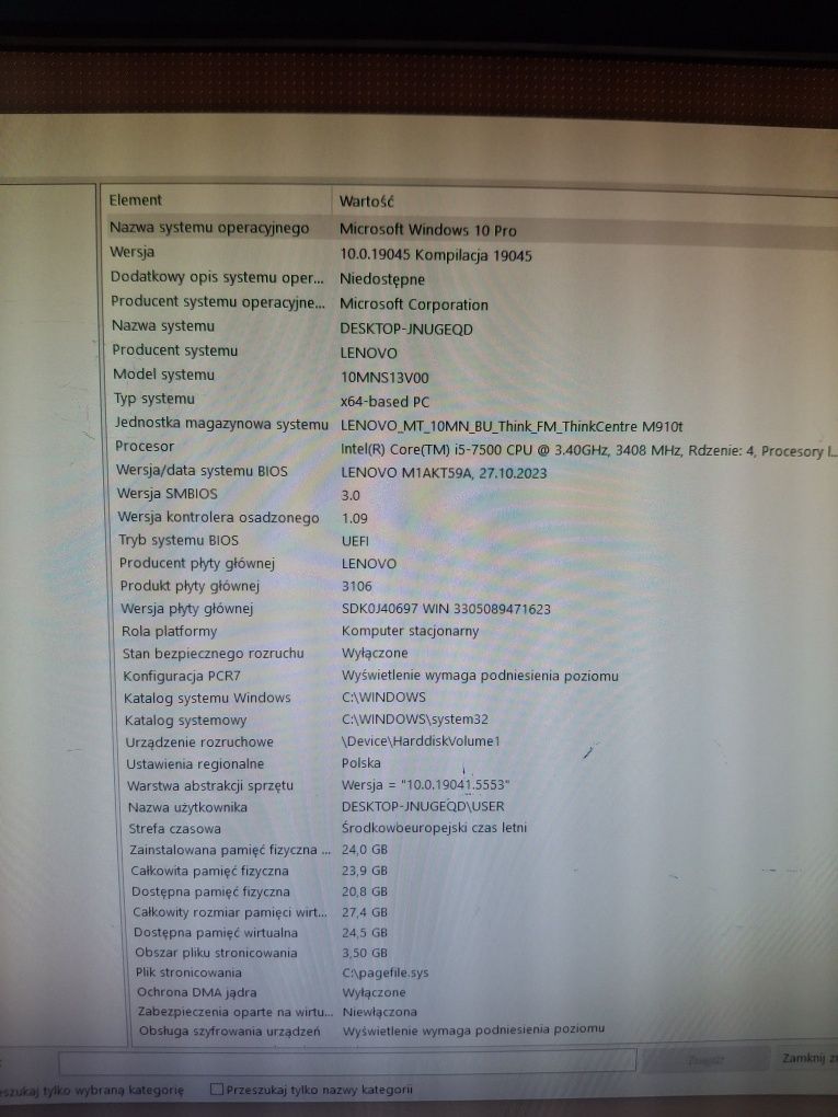 Komputer lenovo Thinkcentre i monitor Dell