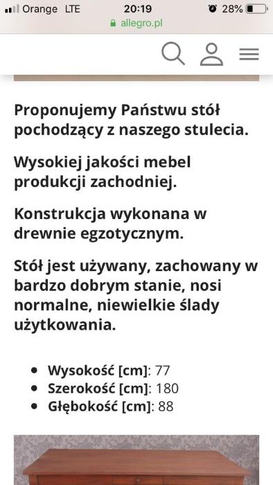 Stół kolonialny drewno egzotyczne