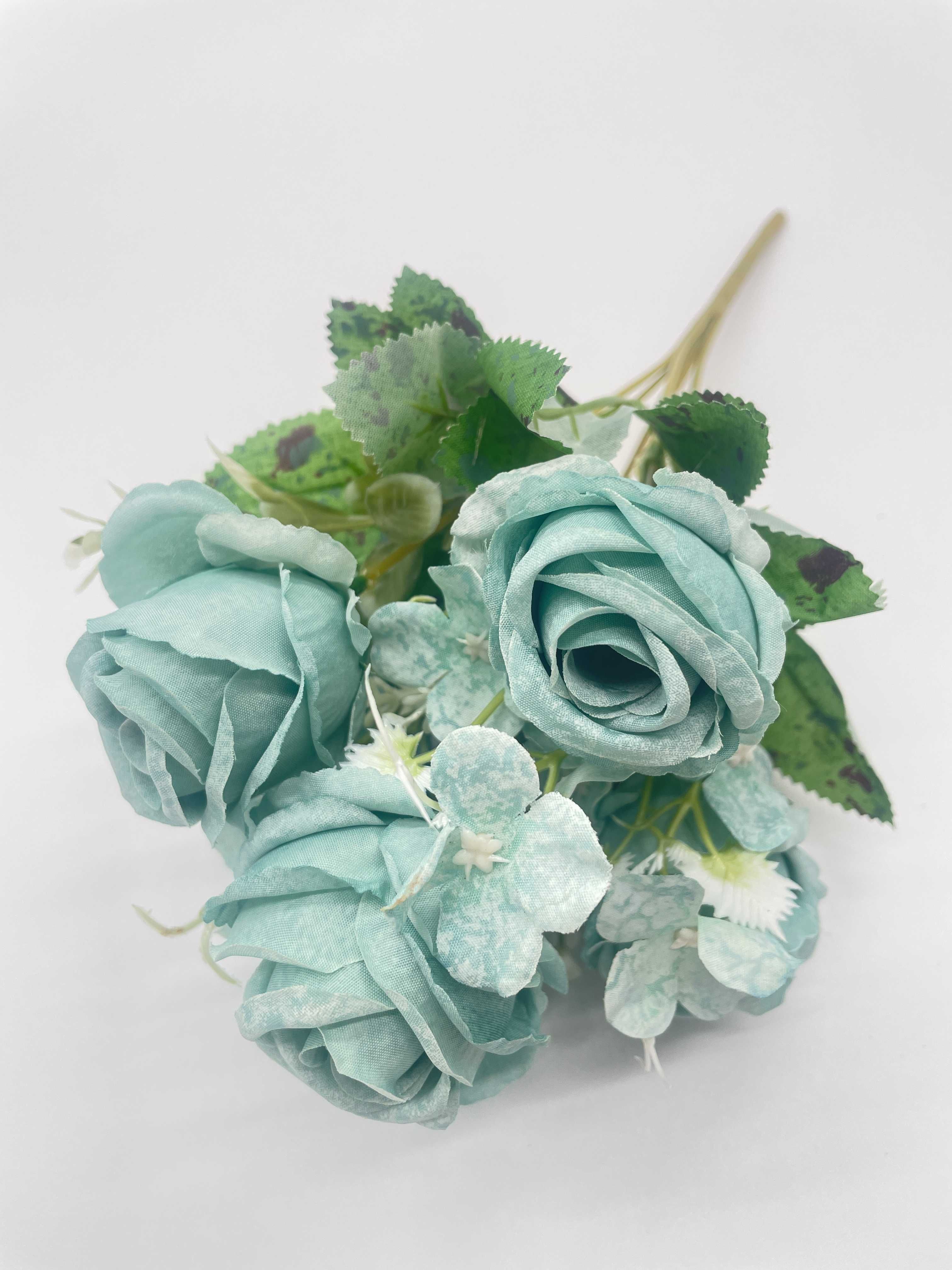 Bukiet Kwiatów Róży Niebieski & Bukiet Sztucznych Goździków Niebieski