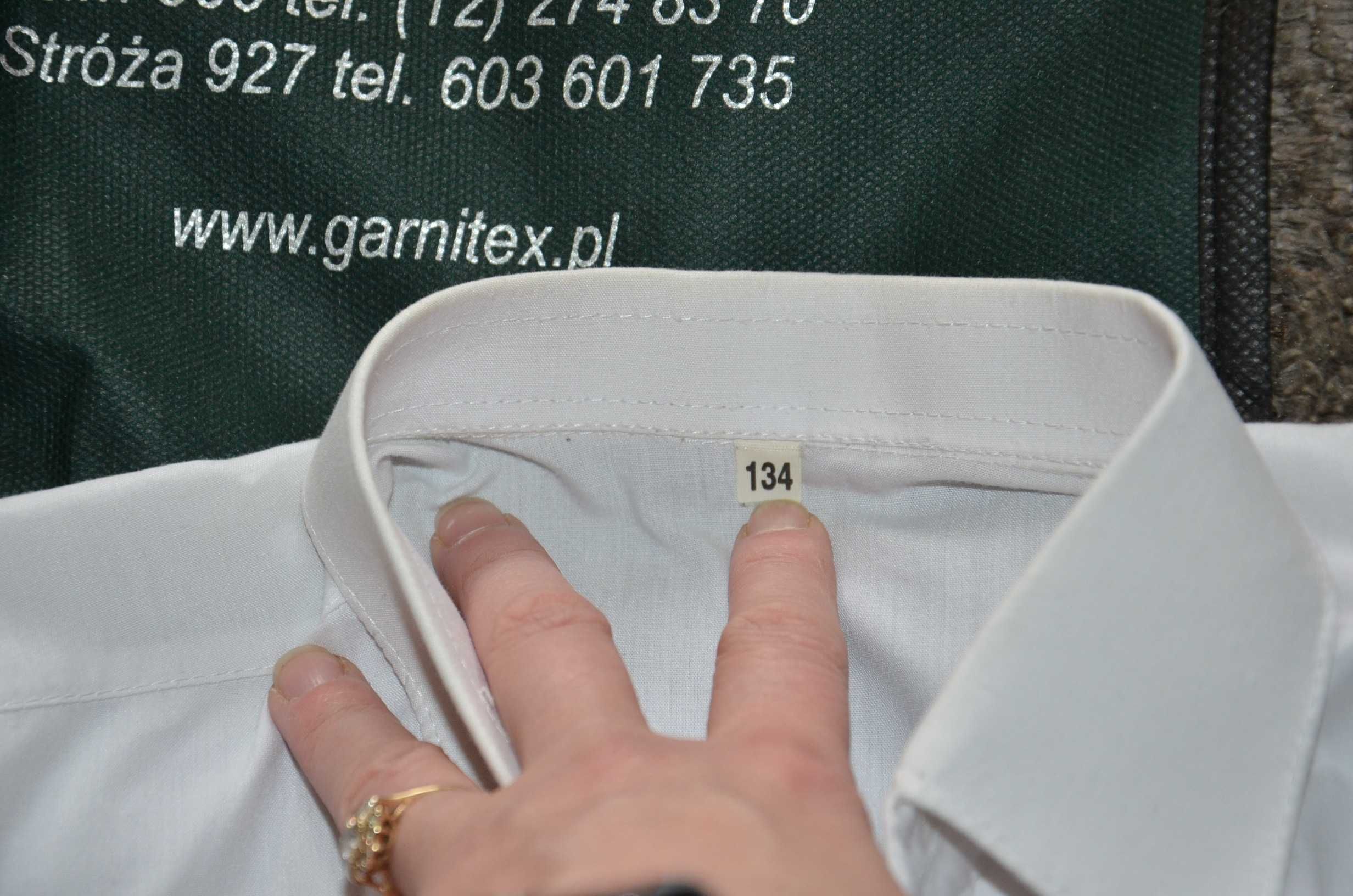 GARNITUR zestaw 7 części 134 * koszula krawat skórzany pasek pokrowiec