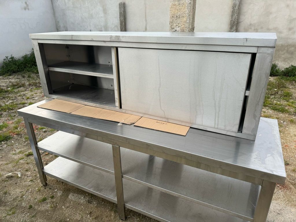 Armário de parede em inox para restauração
