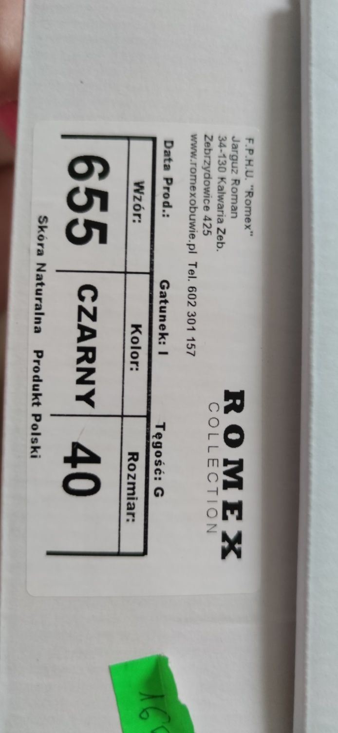 Sandały damskie czarne skórzane Romex na obcasie rozm 40 - jak nowe