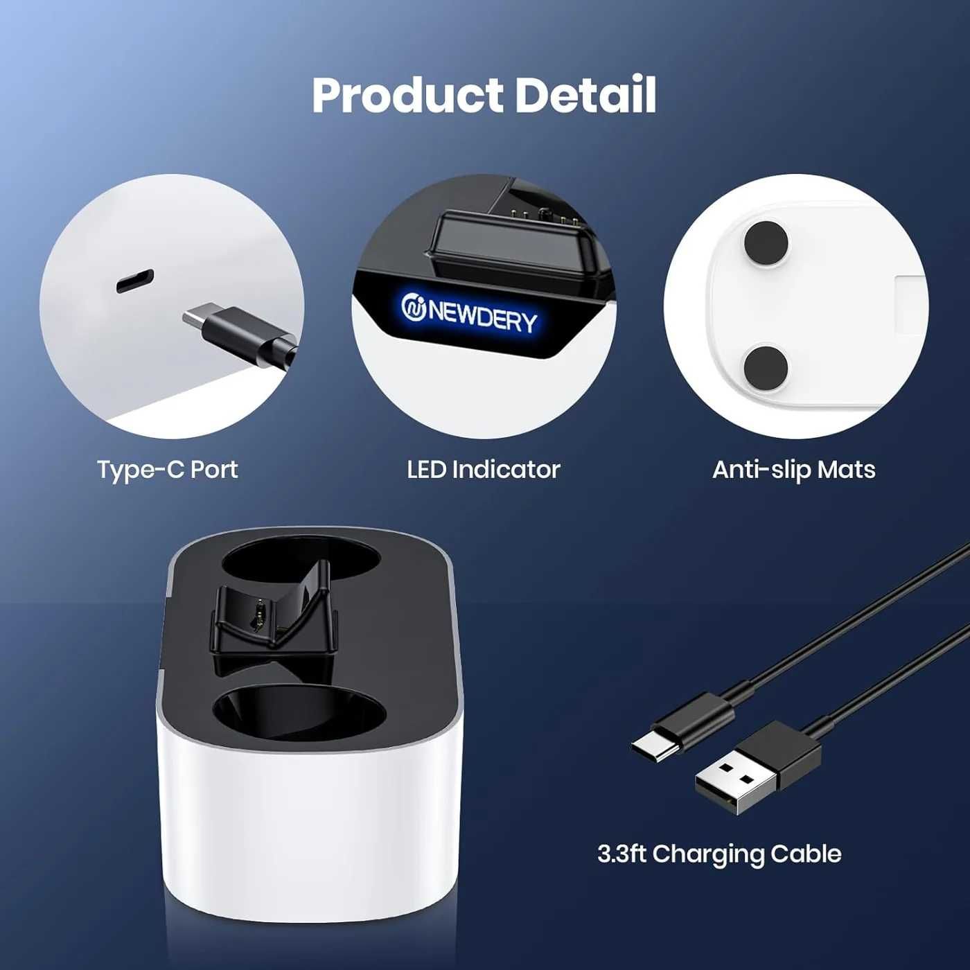 Зарядна станція NEWDERY для контролерів PS5 для геймпадів PlayStation