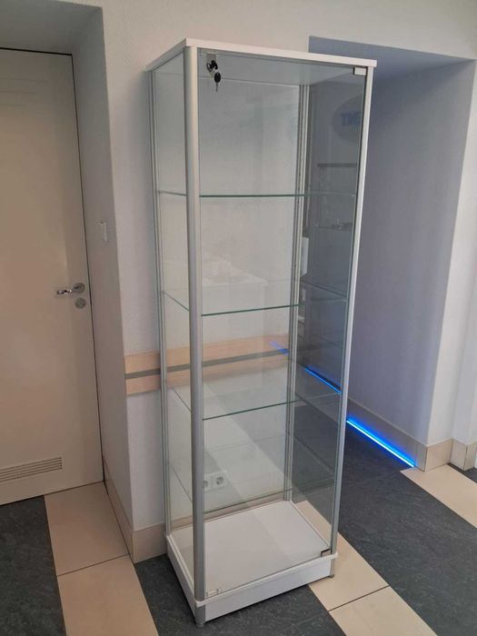 Witryna szklana gablota stan bdb 188x60x39 cm biała płyta grube szkło