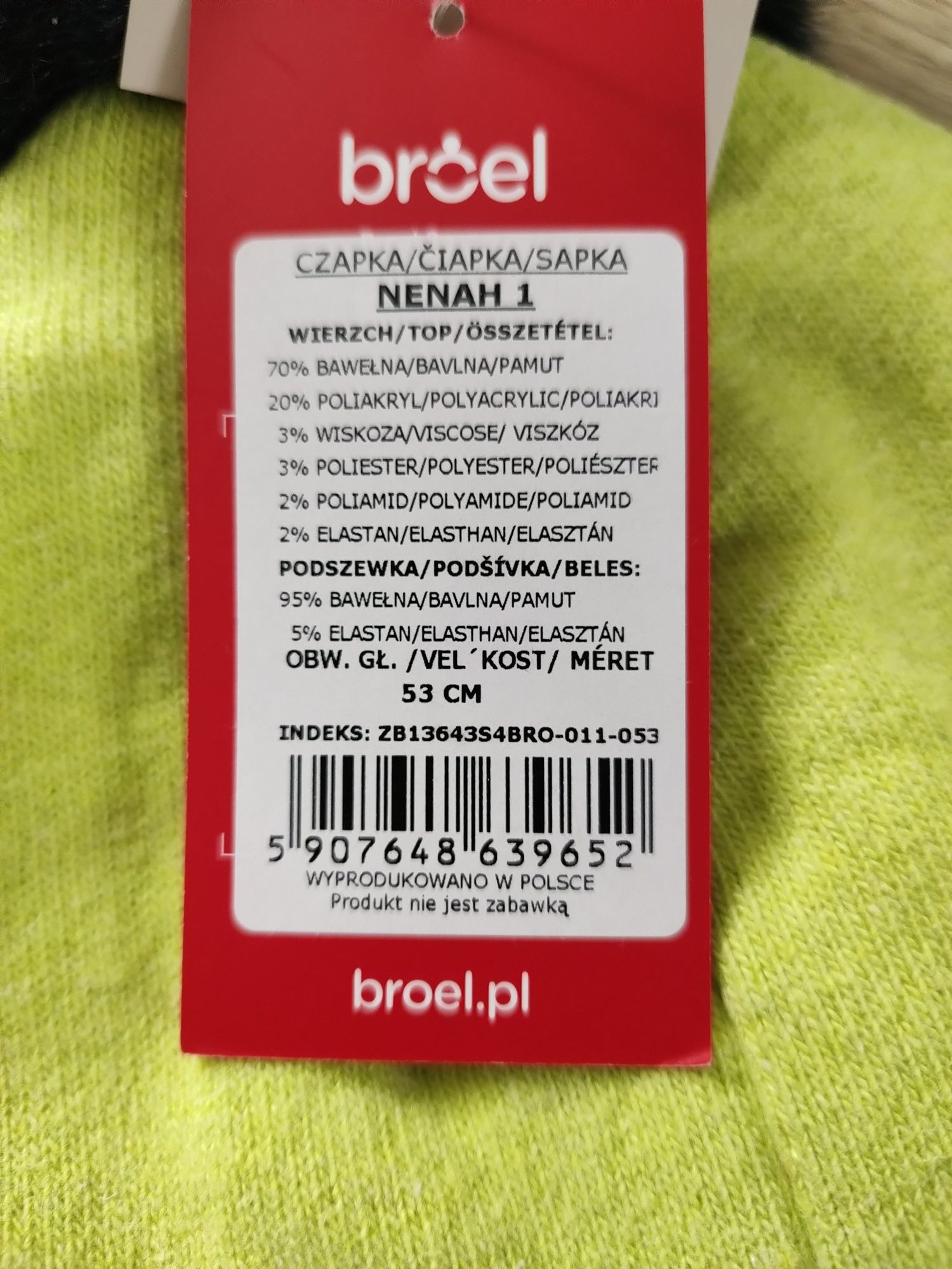 Czapka dziewczęca Broel obw. 53 cm