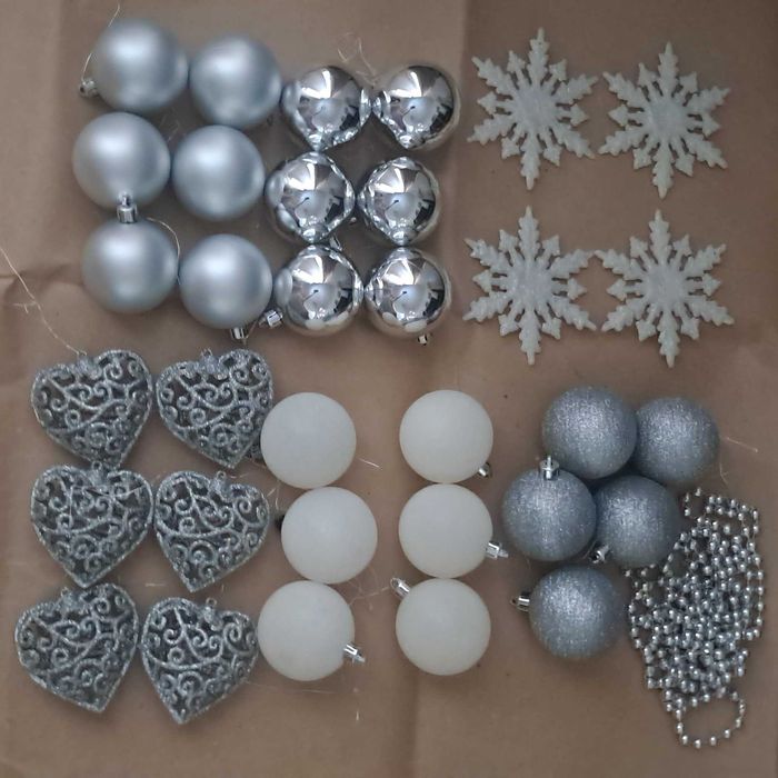 Conjunto decoração prateada árvore de natal