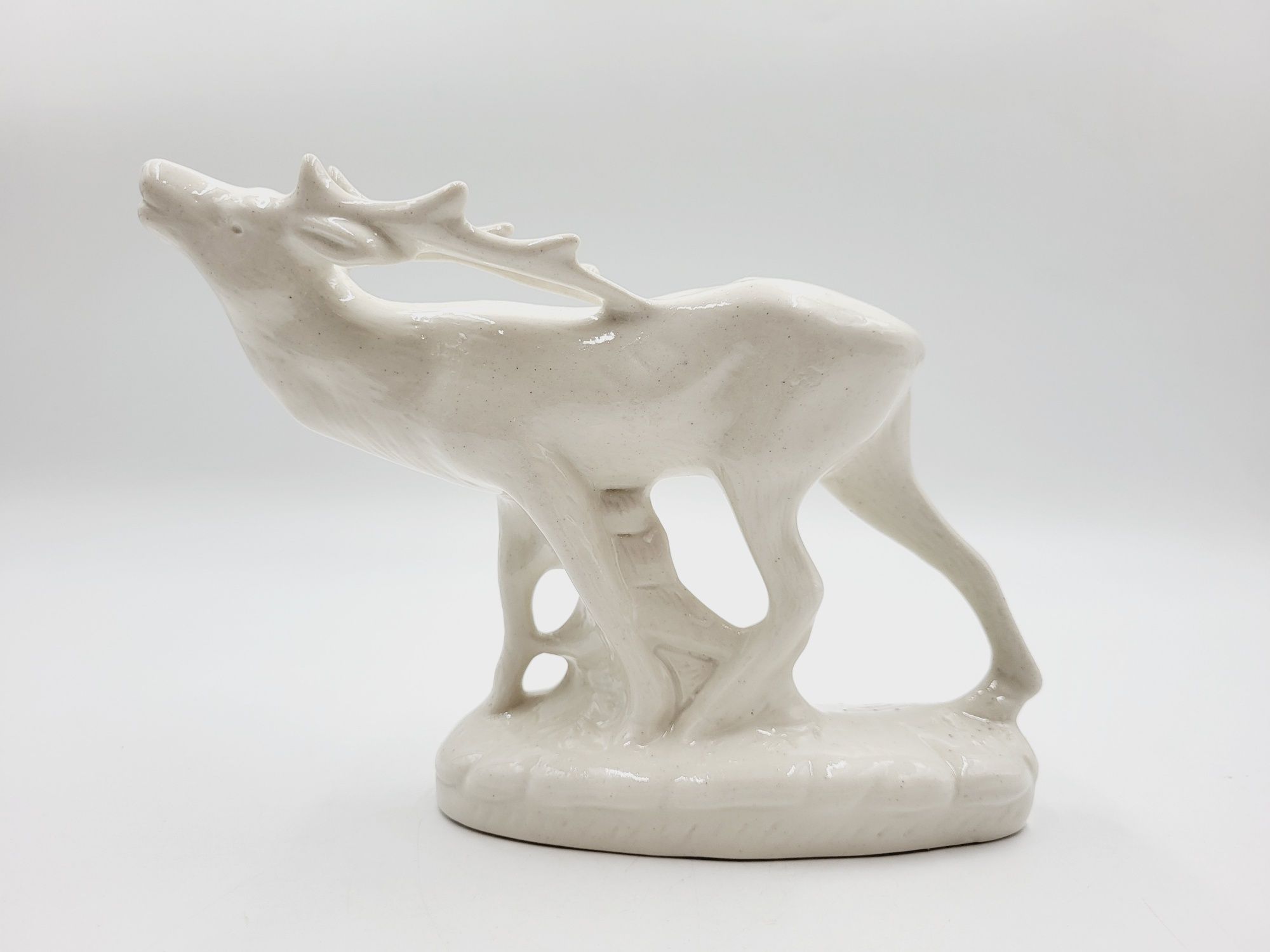 Stara ceramiczna figurka jelenia PRL