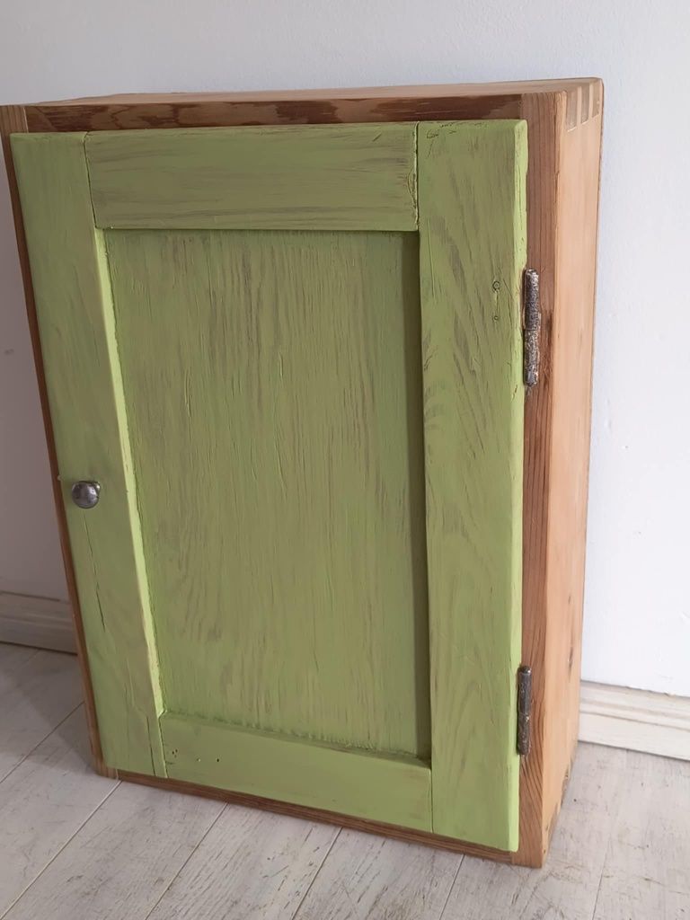 Szafka wisząca sosna vintage retro Memphis Boho zielona aptekarka