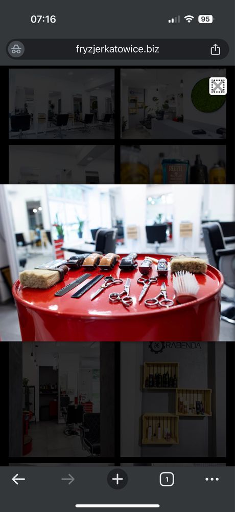 Beczka stolik półka barber fryzjer asystor metal drewno