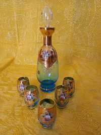 Garrafa e copos de licor Murano