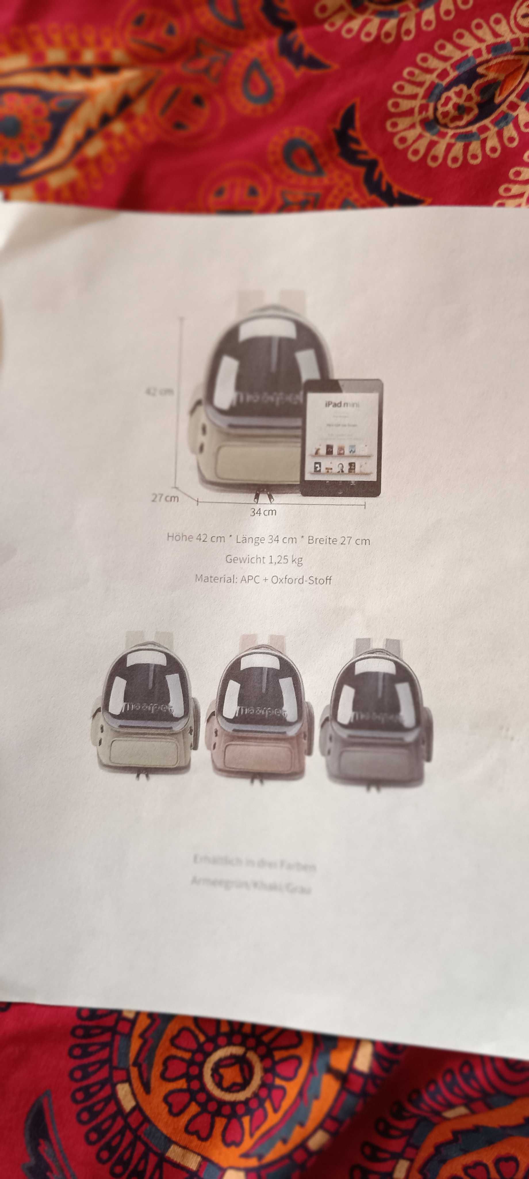 Mochila de transporte para gatos e cães até 6kg