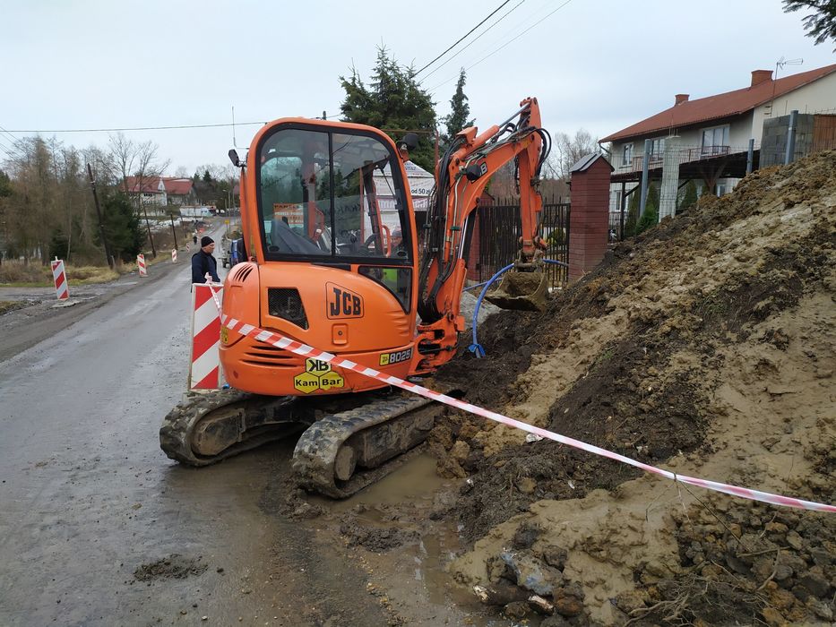 USŁUGI MINIKOPARKĄ 3 t,KOPARKO-ŁADOWARKA, transport przyłącz wodkan