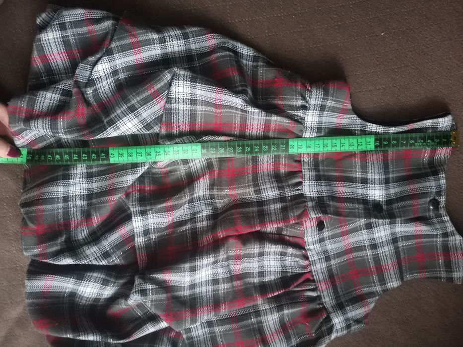 Sukienka dziecięca 86-92 wizytowa kratka elegancka biała szara