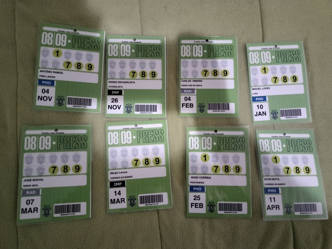 Várias Credenciais SCP, UEFA e FPF