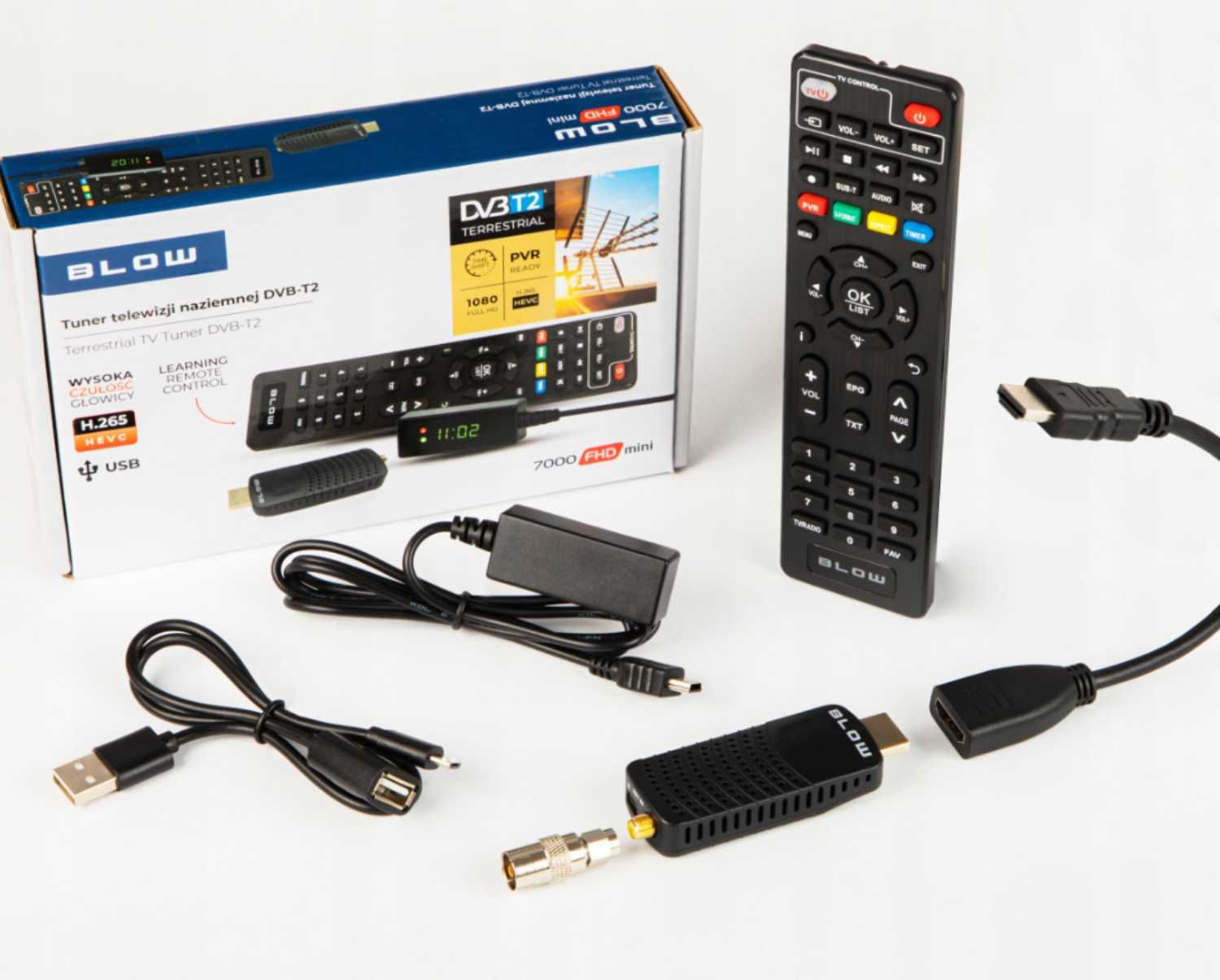 Dekoder tuner TV HD DVB-T2 HEVC H.265 Mini Stick