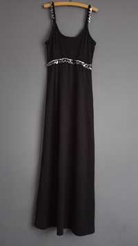 czarna sukienka maxi długa na ramiączka xs/s