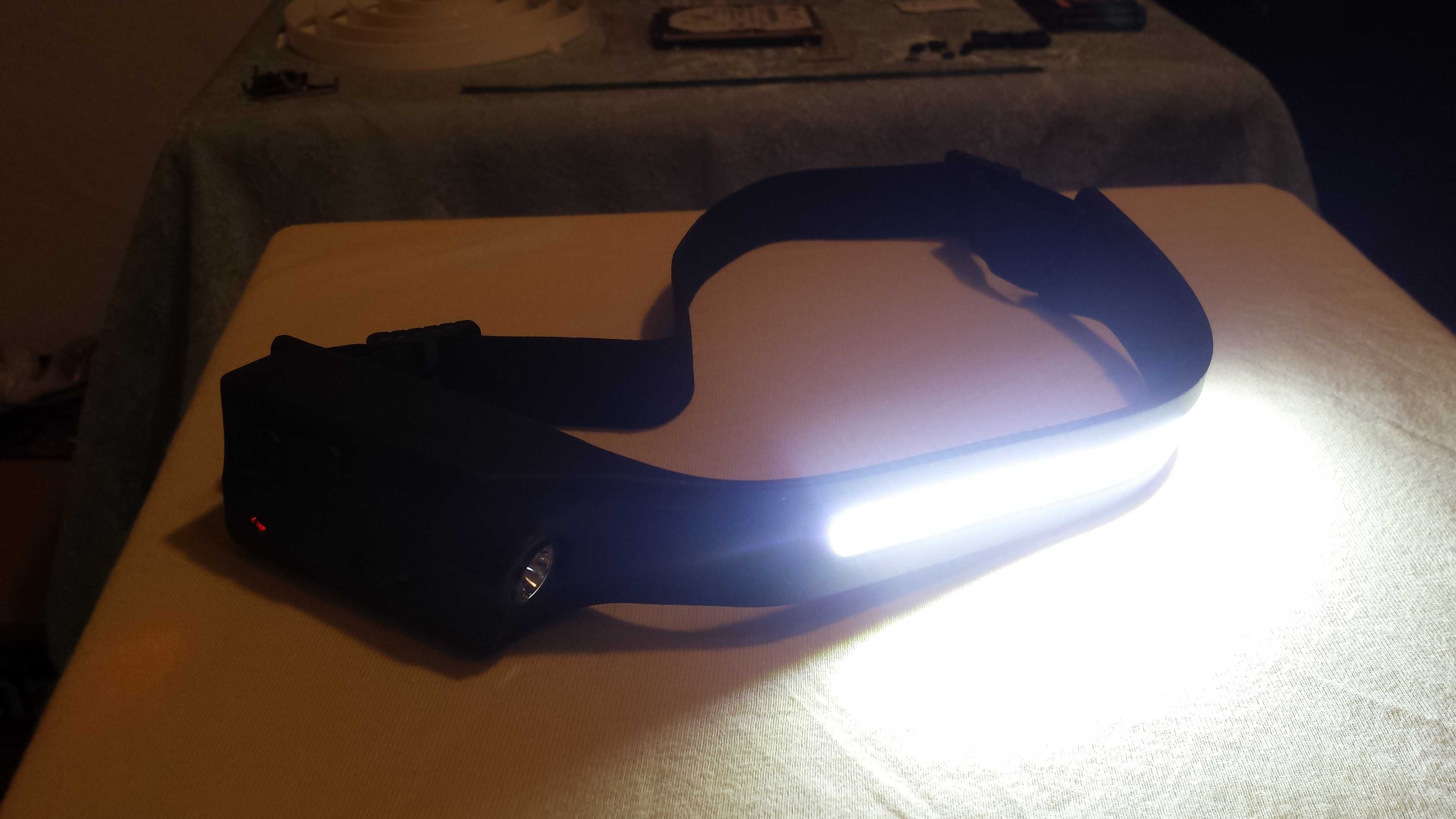 Lampka czołówka 350lm z czujnikiem ruchu USB-C COB + reflektorek