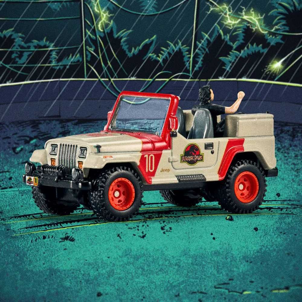 Hot Wheels Jurassic Park Jeep Wrangler & Dr. Ian Malcolm limitowane