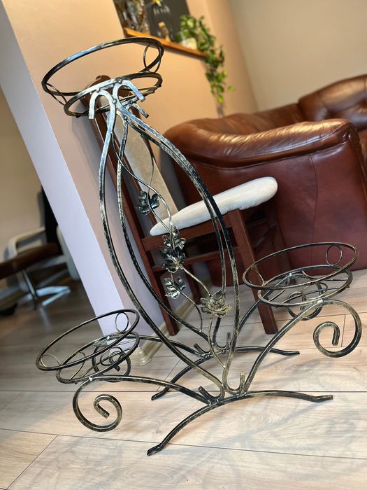 Kwietnik metalowy złoty czarny duży