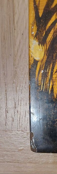 Obrazek obraz na desce azjatycki laka złoty czarny stary malowany