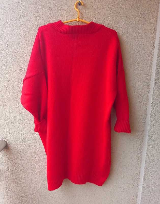 Sweter oversize, czerwony