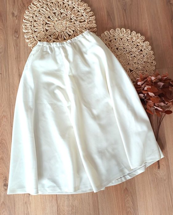 biała kremowa écru midi długa spódnica spódniczka 34XS 36S old money