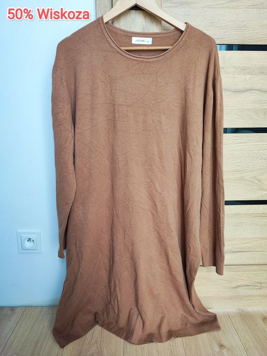 Brązowy sweterek sukienka L/XL wiskoza basic