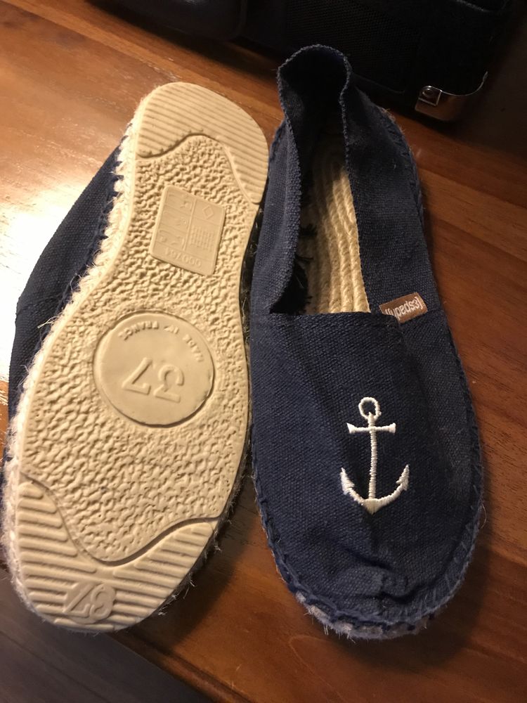 Granatowe espadryle oryginalne espadrijl w kotwice