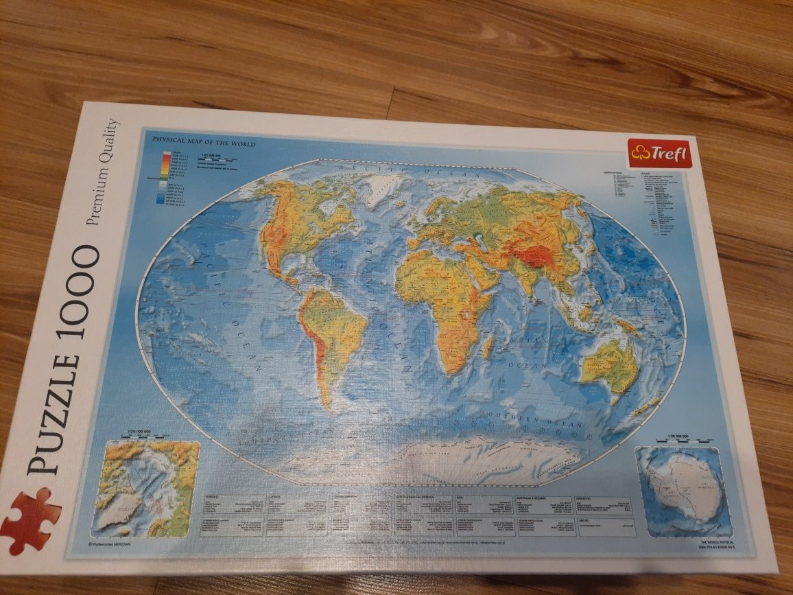 Puzzle 1000 elementów mapa fizyczna świata