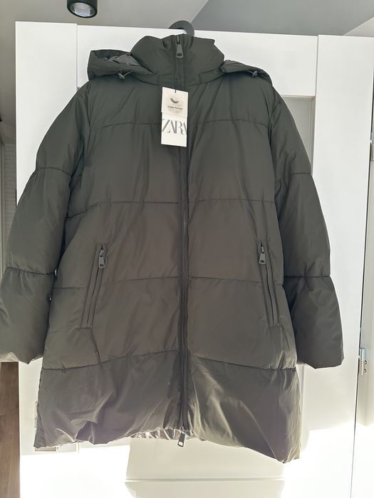 Stylowa kurtka Zara puch pierze S