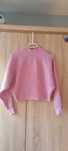 różowy sweter nietoperz krój oversize crop top półgolf luźny