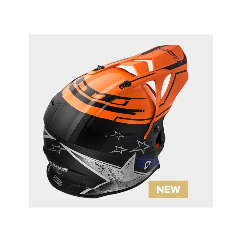 Kask motocyklowy LS2 MX437 Fast L czarno-pomarańczowo-niebieski - NOWE