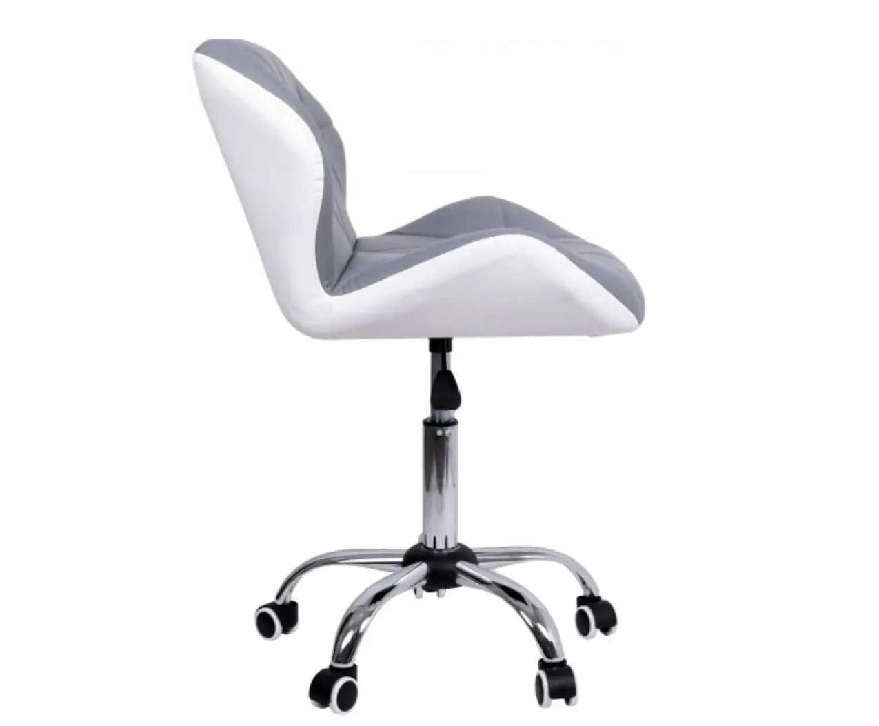 Недорого кресло белое+серое офисное компьютерное/Стул на колесиках