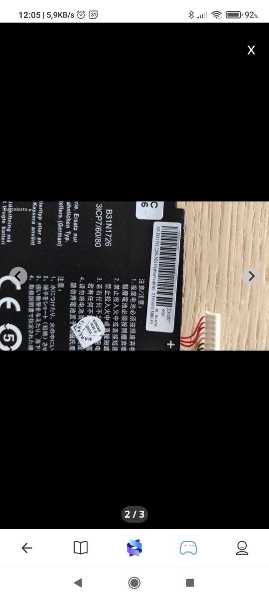 Bateria modelo B31N1726  para ASUS TUF,