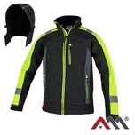 Kurtka softshell, z żółtym fluorescencyjnymi elementami ODBLASKI