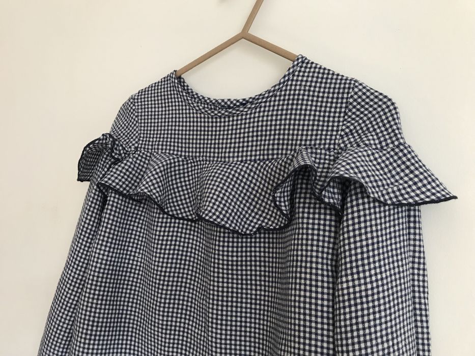 Bluzka koszula w kratkę vichy z falbanka Zara 104 cm 3/4 lata