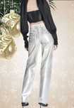 ZARA трендовые джинсы брюки серебристые   EUR 32/XXS/40