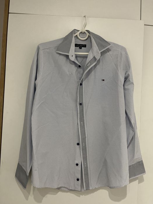 Niebiesko szara koszula tommy hilfiger