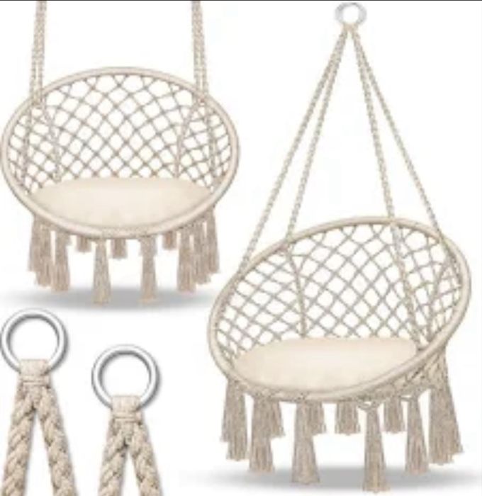 Fotel wiszący, hustawka  tillvex TVHS02 – beżowy, nowy