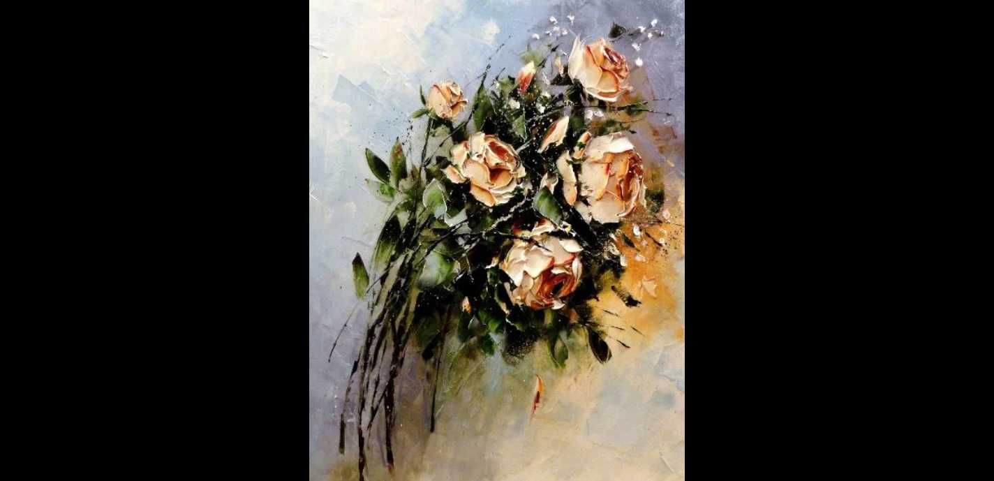 Obraz olejny - 40x50cm róż , kwiaty