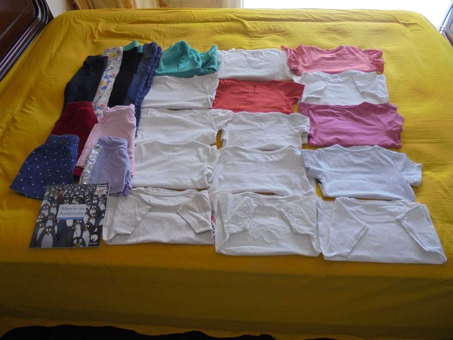 lote de roupa de menina o livro Alberto na Antártida