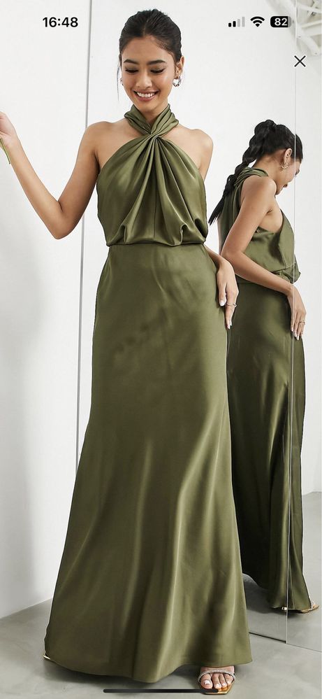 Vestido cetim Asos Edition olive