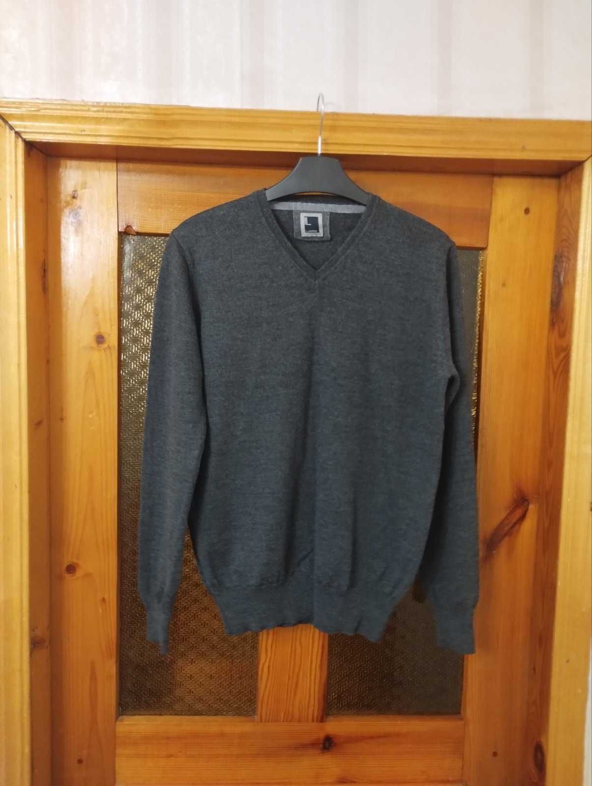 Свитер пуловер мужской шерстяной серый IL. LANIFICIO Италия р. S