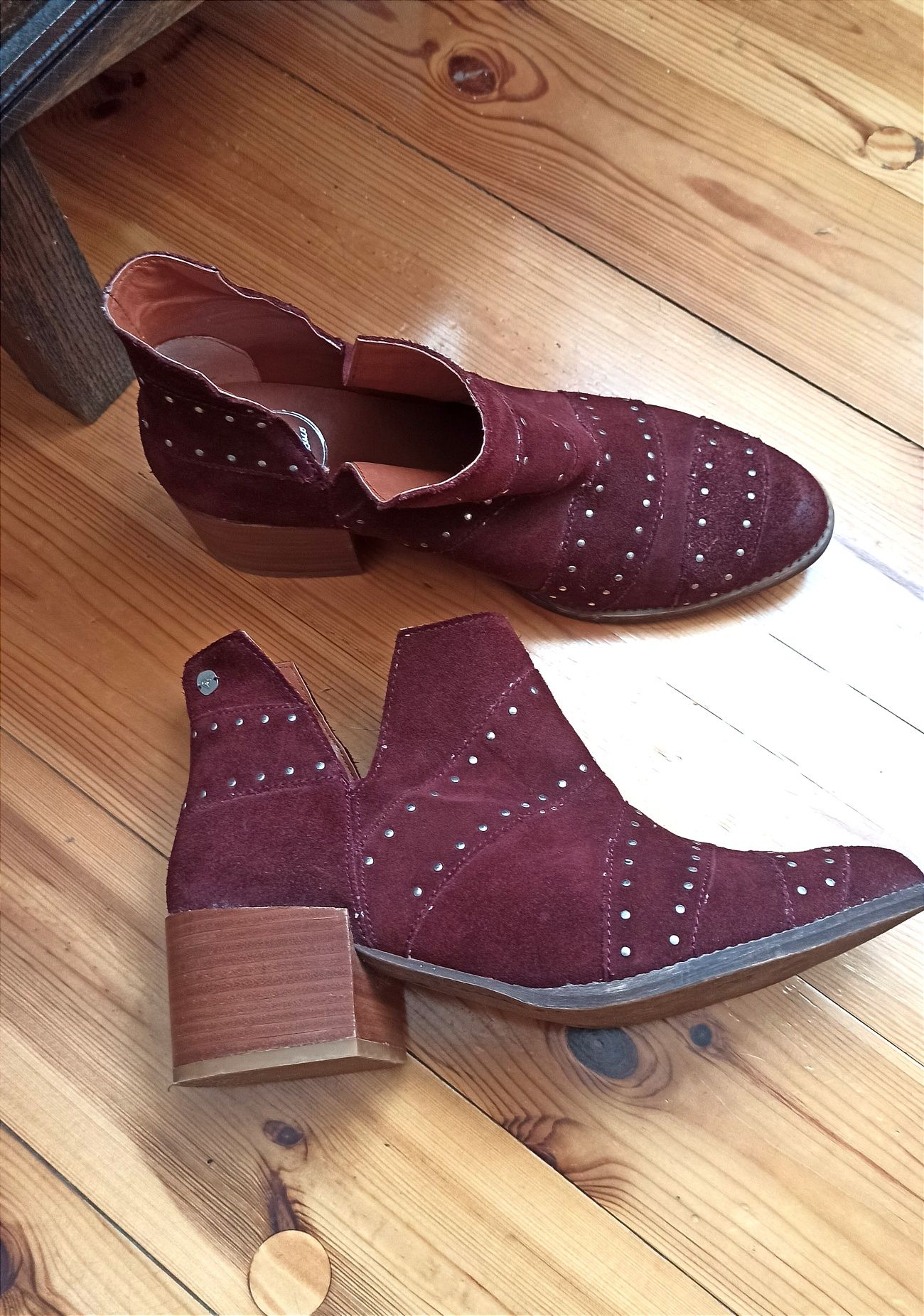 Bordowe botki 41