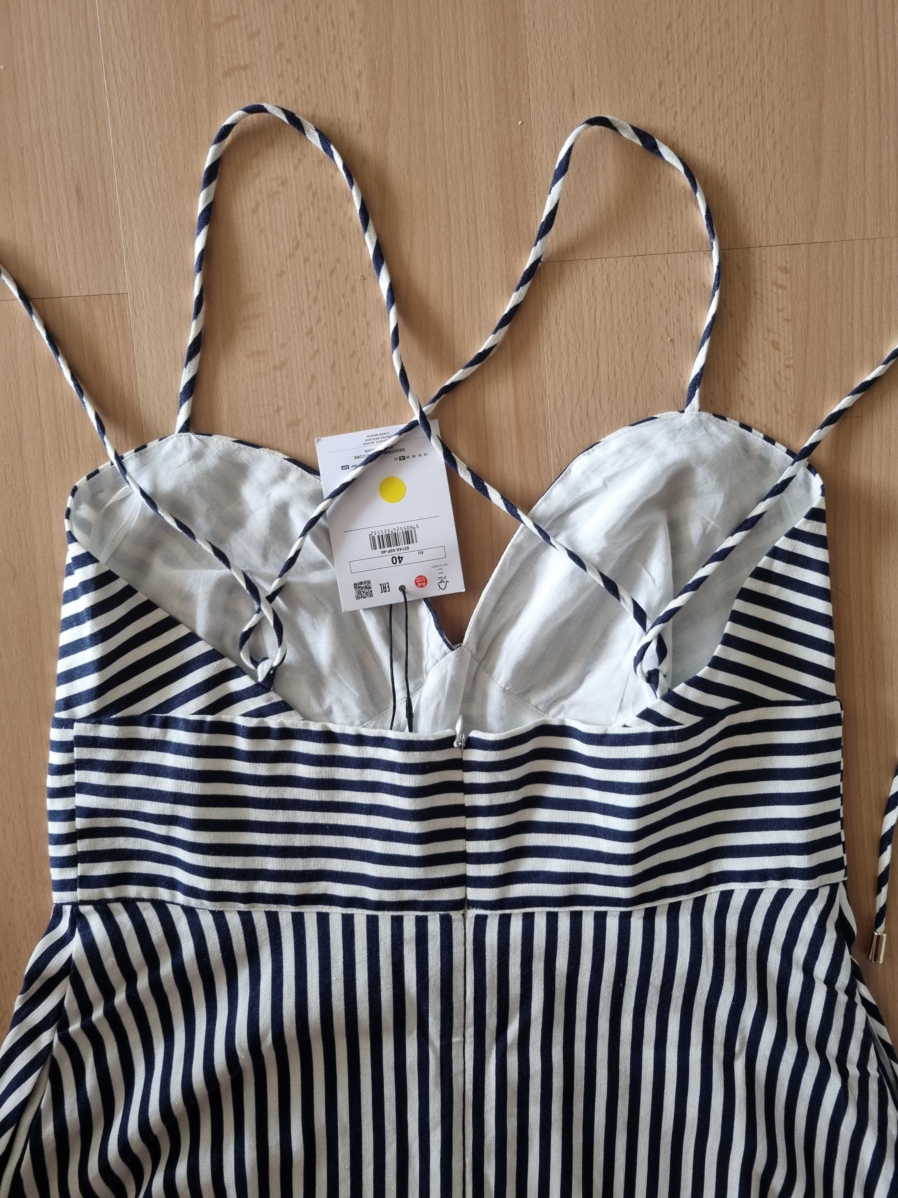 Sukienka mohito 40 w paski marynarska bawełna pin up