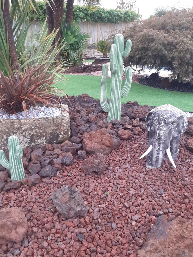 Cactus vários tamanhos em cimento verde - ornamentos jardim
