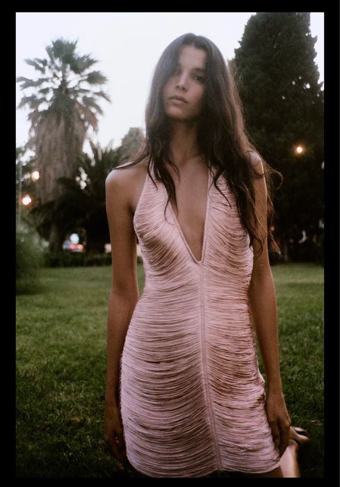 Сукня з бахрамою рожева Zara xs