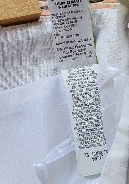 Белая летняя юбка миди удлиненная из льна Marks&Spencer Collection