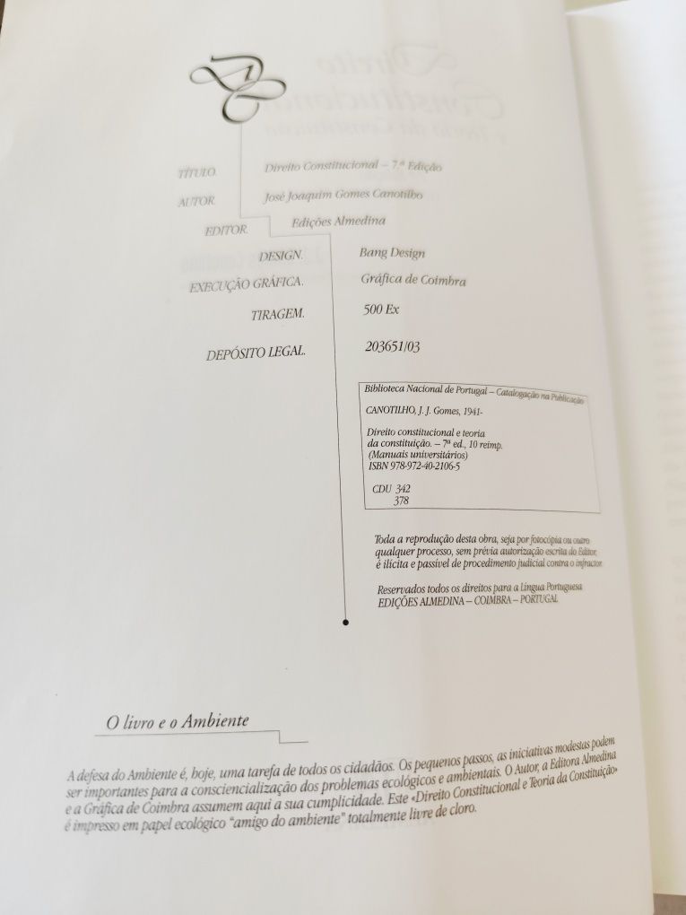 Direito Constitucional e Teoria da Constituição - G. Canotilho - 7a Ed